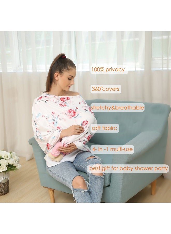 Hicoco Privacy Baby Car Seat Covers - Stroller Canopy Nursing and Breastfeeding Covers, Multi-use Carseat Canopy, for Boys and Girls Shower Gift (Print Flower) - Image 5