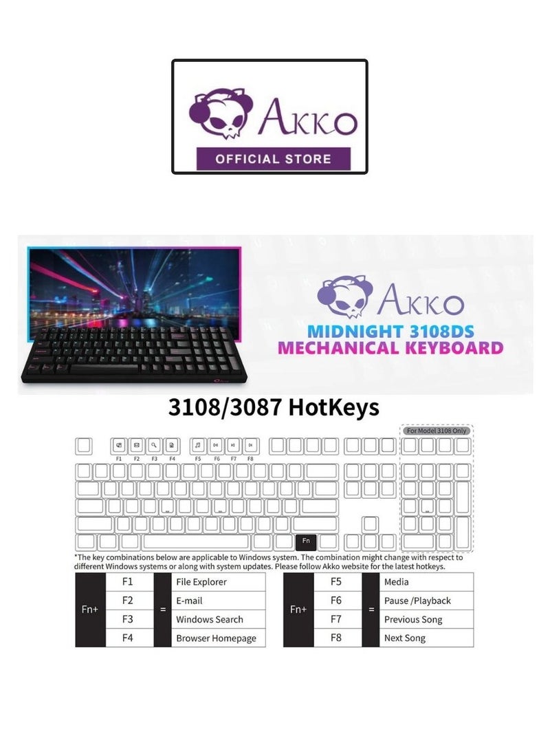 AKKO - Akko 3108 DS Horizon Full-Size Mechanical Gaming Keyboard Wired 108-key with Cherry Profile PBT Double-Shot Keycaps - Image 1