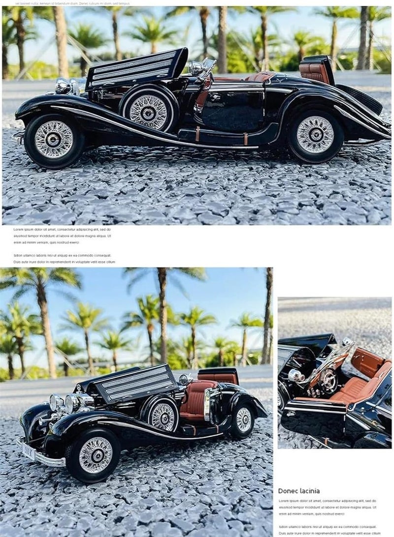 Miniature Replica Car Model 1:18 for Mercedes 500K 1936 Model Classic Car Model Car Classic Car Alloy Retro Car Model Pre-Built Model Scale Die-cast Vehicle(Size:A) - Image 2