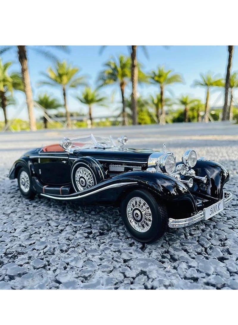 Miniature Replica Car Model 1:18 for Mercedes 500K 1936 Model Classic Car Model Car Classic Car Alloy Retro Car Model Pre-Built Model Scale Die-cast Vehicle(Size:A) - Image 4