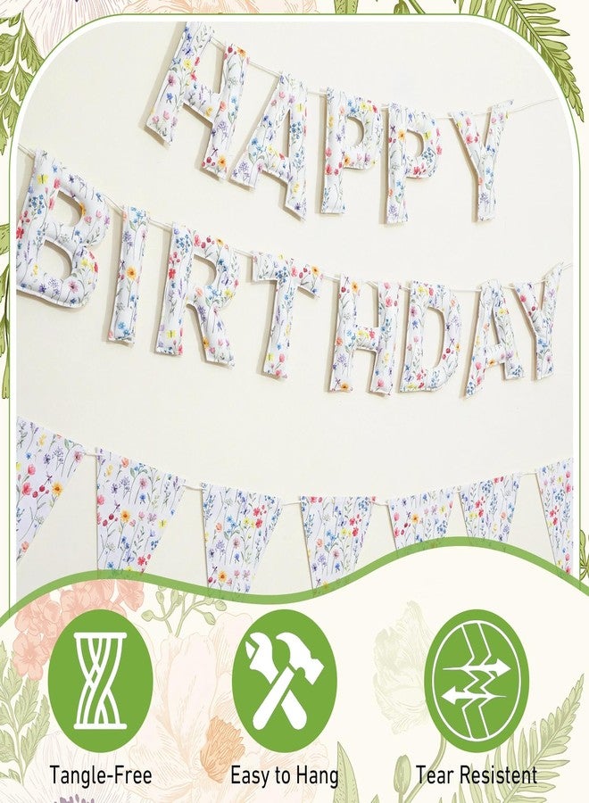 تيجيمي مجموعة تيجيمي من 3 قطع من زينة حفلات الزهور البرية، لافتة عيد ميلاد من اللباد، لافتة زهور ثلاثية الأبعاد جاهزة للتعليق، زينة زهور لأعياد ميلاد الفتيات والسيدات، ديكور حديقة - Image 3