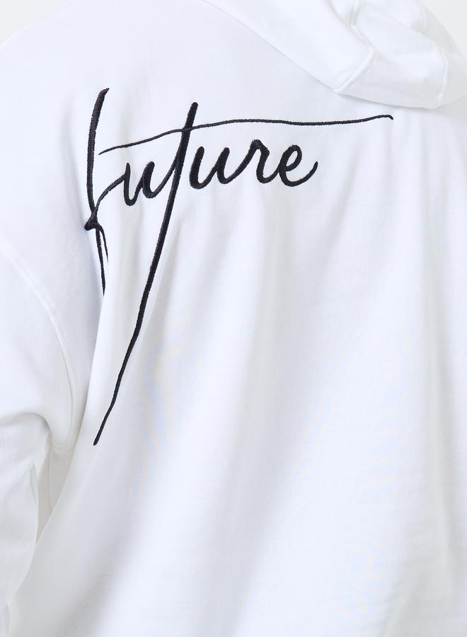 ستايلي هودي واسع من فليس ثقيل بتطريز خلفي - Image 4