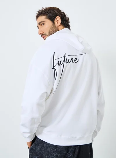 Styli Oversize Back Embroidered Heavy Fleece Hoodie