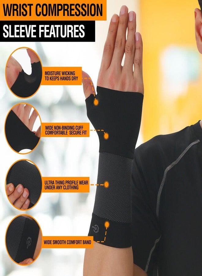 Doc Miller Compression Wrist Sleeve – 20-30 mmHG Hand Brace for Carpal Tunnel, Arthritis, Ulnar Nerve Pain – Orthopedic Thumb Strain Support Gloves for Women and Men, 1 Pair - Image 5