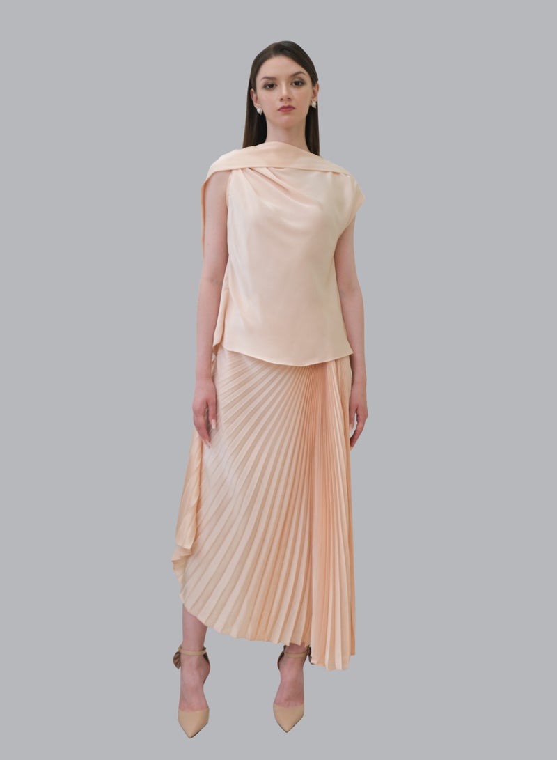 MUST HAVE • BRONZE SATIN SHORT SLEEVE TOP  - Image 1
