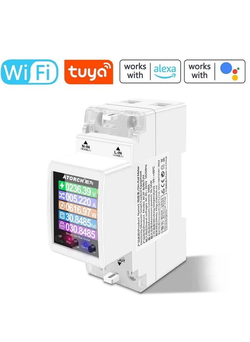 SYOSI - Intelligent Electric Power Meter, LCD Display Digital Power Energy Meter for Smartphone APP Remotely Control with Timing Sharing Alarm WiFi, AC 85-265V Power Consumption Energy Monitor - Image 1