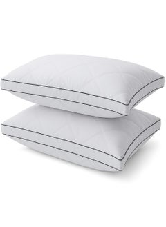 Somerfield Somer Field - Gusset Bed Pillows for Sleeping - Queen Pillows 2 Pack-Cooling Pillows - Premium Soft Down Alternative Fill Supportive for Back, Stomach or Side Sleepers (Black Piping)  - Image 1