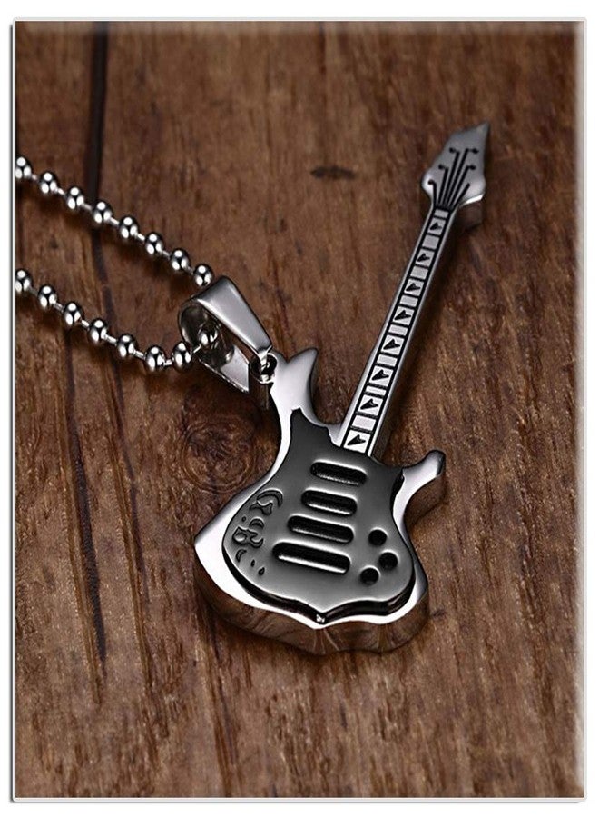 Xusamss Fashion Titanium Steel Music Guitar Tag Pendant Necklace With 24" Chain - Image 3