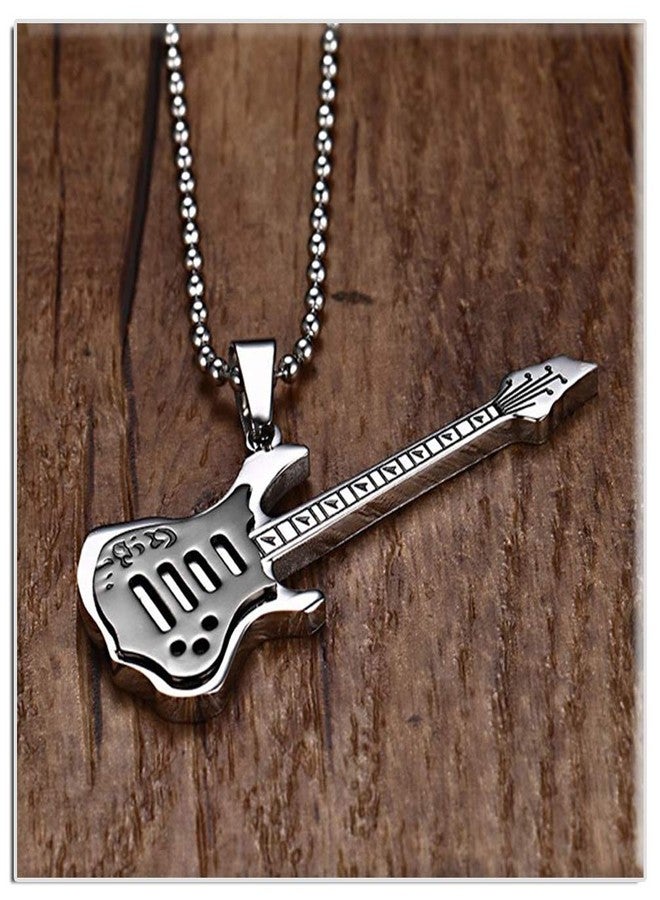 Xusamss Fashion Titanium Steel Music Guitar Tag Pendant Necklace With 24" Chain - Image 5