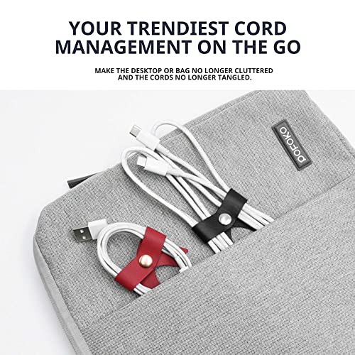 SenseAGE 5 Pack Cord Organizer, Bow Cord Keeper, Cable Organizer USB Holder, Leather Cable Management, Cable Straps, Earphone Winder, Storage Straps for Electronics, Earbuds, Small, Black - Image 3