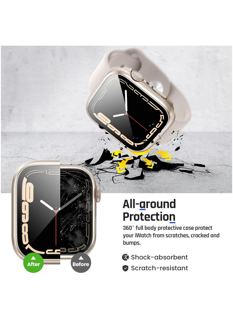 Generic - Waterproof Case for Apple Watch Ultra 2/Ultra 49mm with Tempered Glass Screen Protector, 360 Full Coverage Protective Cover for Apple iWatch 49mm, Starlight - Image 1