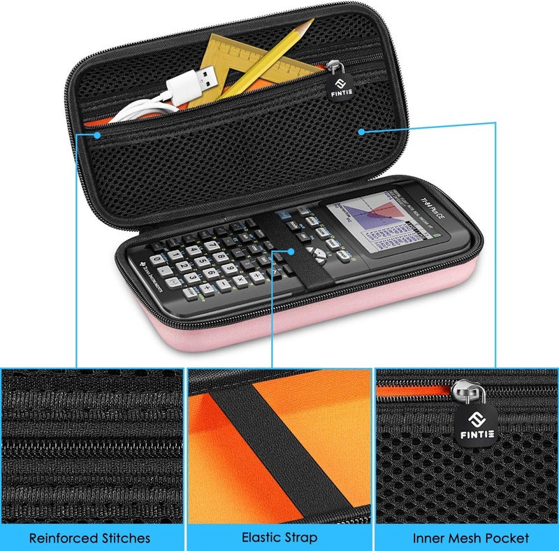 Fintie Graphing Calculator Carrying Case for TI-84 Plus CE, Hard EVA Shockproof Protective Box for TI-83 Plus CE/Casio fx-9750GII (Rose Gold) - Image 3