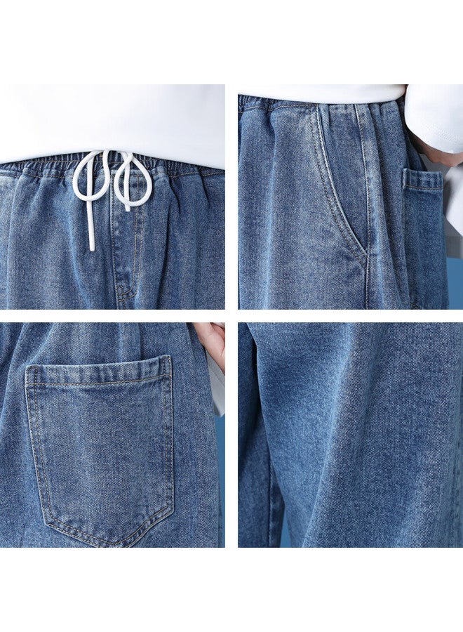 Geniolamode Men's Jeans, Straight-leg, Versatile, Loose-fitting, Casual, Fashionable, Drawstring Jeans - Image 5