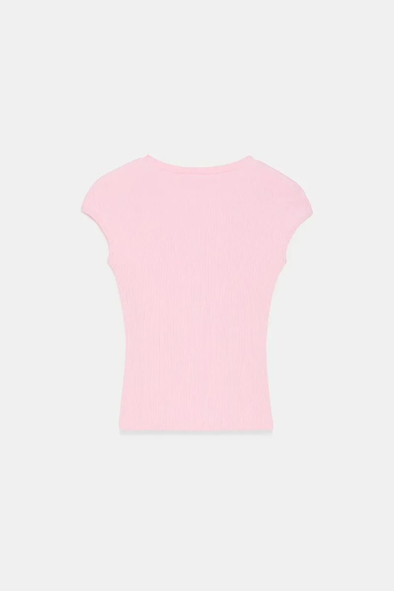 Dilvin Powder Pink DILVIN Fitted Cotton Jersey Crew Neck T-Shirt for Women | Best Price UAE