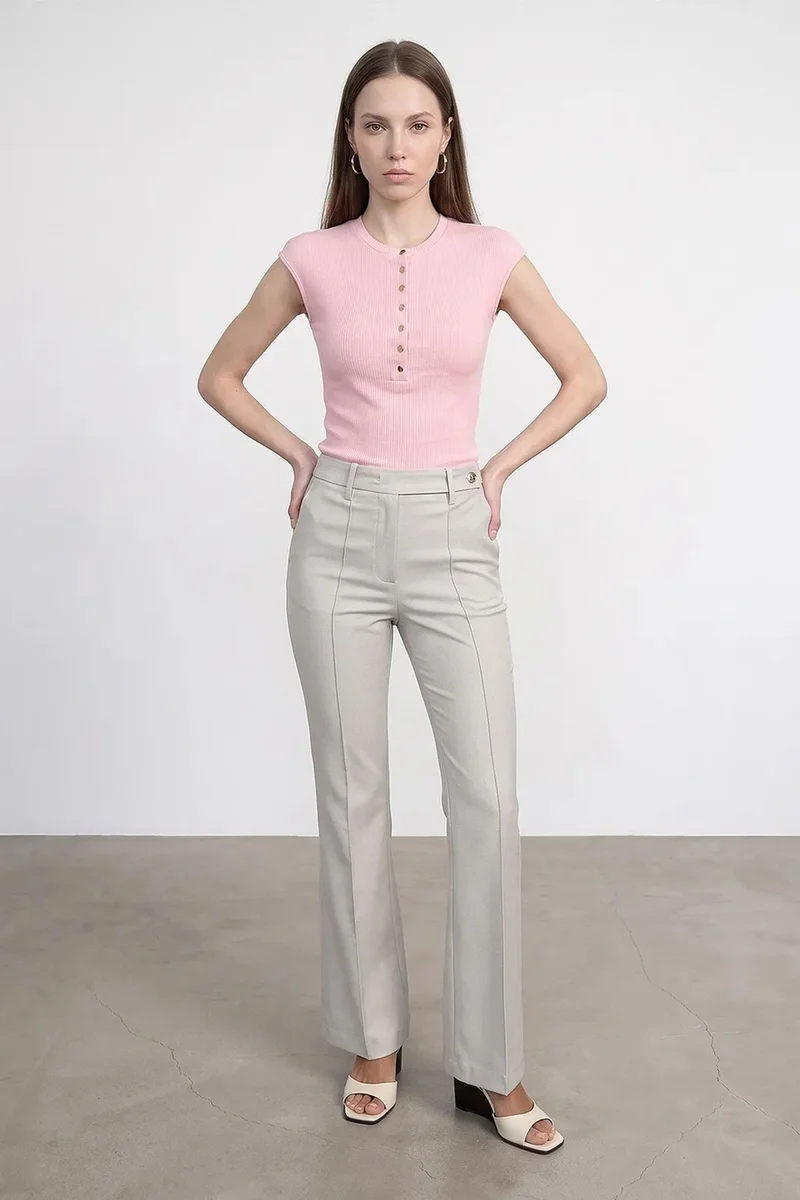 Dilvin Powder Pink DILVIN Fitted Cotton Jersey Crew Neck T-Shirt for Women | Best Price UAE