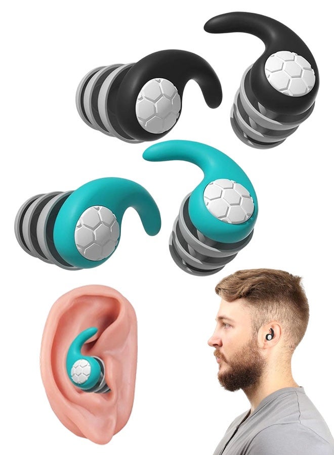 2 Pairs Waterproof Swimming Ear Plugs For Adults Reusable Soft Silicone Swim Earplugs Perfect For Surfing, Diving, Pool, Showering - Image 1