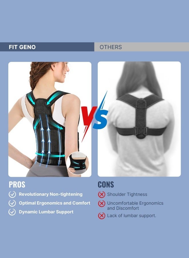 Back Brace Posture Corrector for Women and Men, Shoulder Straightener, Adjustable Full Back Support, Upper and Lower Back Pain Relief - Scoliosis, Hunchback, Hump, Thoracic, Spine Corrector Black M - Image 4