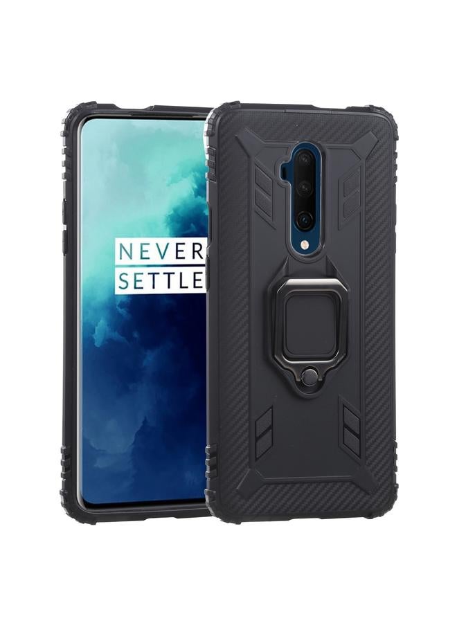 اس-توب جراب لهاتف OnePlus 7T Pro / 7 Pro مصنوع من ألياف الكربون مع حامل حلقي يدور 360 درجة - Image 1