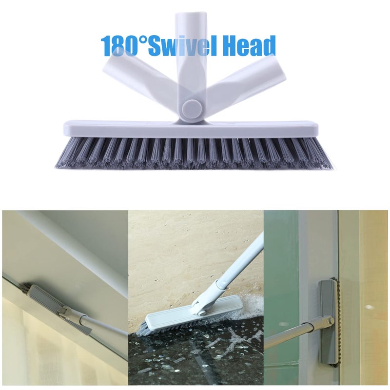 YONILL Grout Brush with Long Handle - Heavy Duty Grout Cleaner Brushes for Tile Floors, Swivel Stiff Bristles Floor Scrubber Cleaning Tool, Floor Scrub Brush for Shower, Kitchen, Baseboards and Corner - Image 3