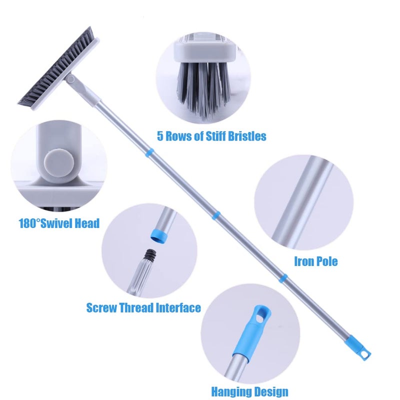 YONILL Grout Brush with Long Handle - Heavy Duty Grout Cleaner Brushes for Tile Floors, Swivel Stiff Bristles Floor Scrubber Cleaning Tool, Floor Scrub Brush for Shower, Kitchen, Baseboards and Corner - Image 5