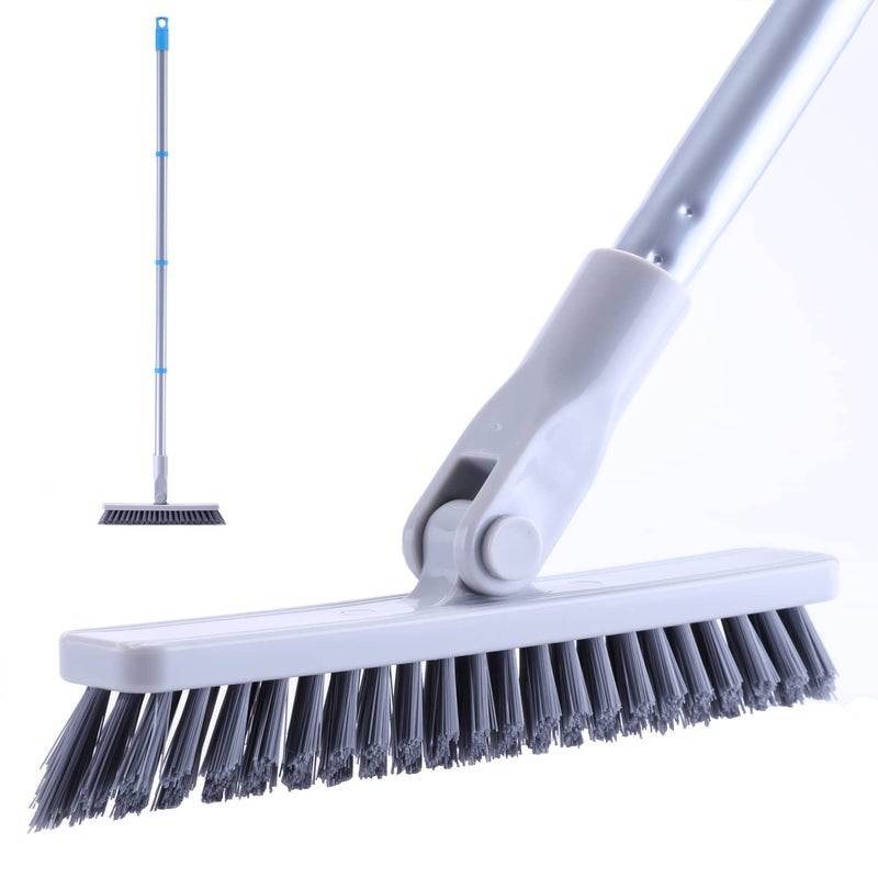YONILL Grout Brush with Long Handle - Heavy Duty Grout Cleaner Brushes for Tile Floors, Swivel Stiff Bristles Floor Scrubber Cleaning Tool, Floor Scrub Brush for Shower, Kitchen, Baseboards and Corner - Image 1