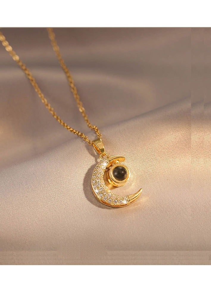 Exquisitely rhinestone-encrusted moon necklace for women. With a high-end and niche design, it's a trendy clavicle chain favored by online influencers. Ideal as a gift for parties, festivals, and anniversaries. - Image 1