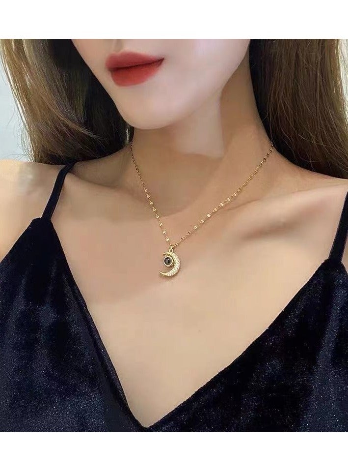 Exquisitely rhinestone-encrusted moon necklace for women. With a high-end and niche design, it's a trendy clavicle chain favored by online influencers. Ideal as a gift for parties, festivals, and anniversaries. - Image 4