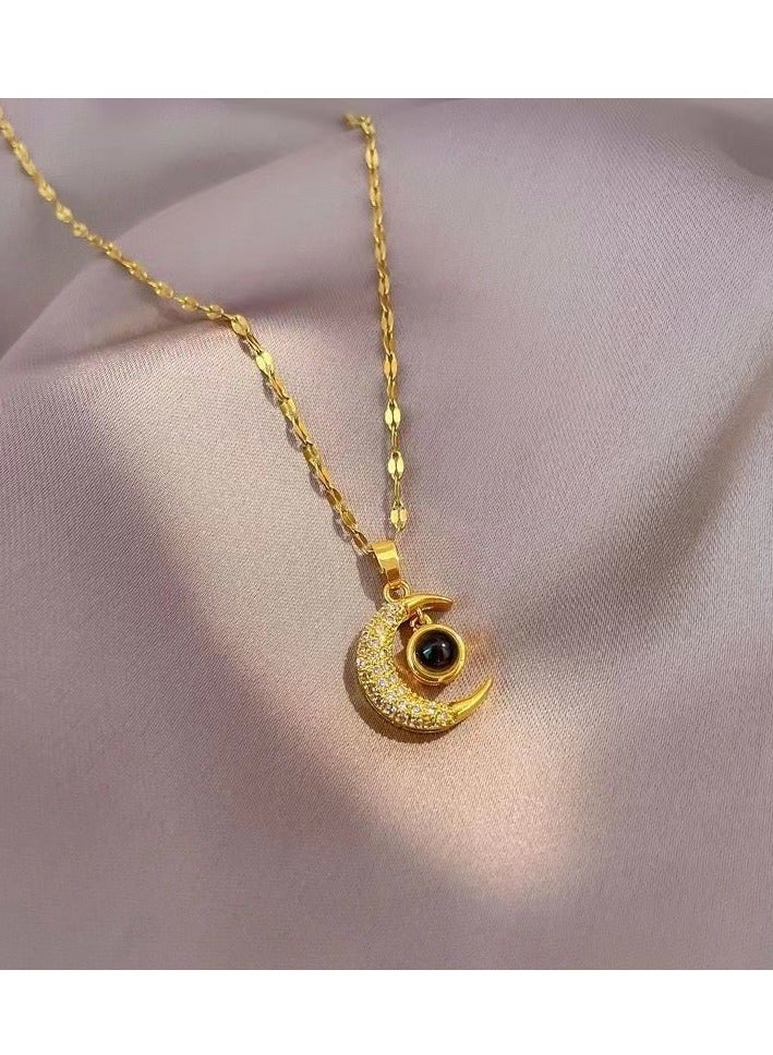 Exquisitely rhinestone-encrusted moon necklace for women. With a high-end and niche design, it's a trendy clavicle chain favored by online influencers. Ideal as a gift for parties, festivals, and anniversaries. - Image 2