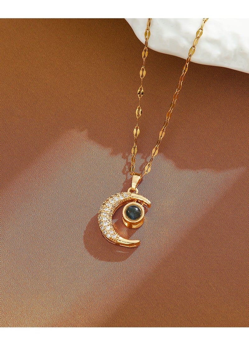 Exquisitely rhinestone-encrusted moon necklace for women. With a high-end and niche design, it's a trendy clavicle chain favored by online influencers. Ideal as a gift for parties, festivals, and anniversaries. - Image 3