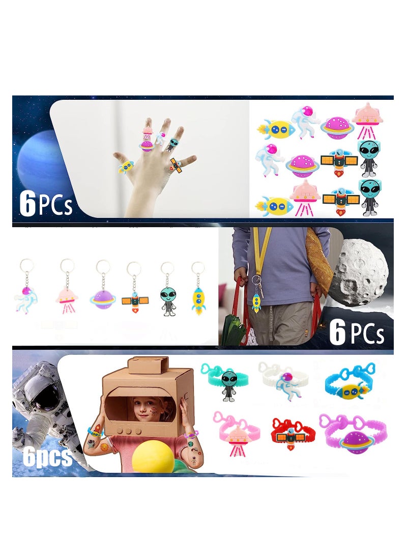MissTiara New Rocket Spaceship Astronaut Space Party Favor Set, Hair Tie Ring Key Chain Barrette and Pop Ring, Perfect Gift, Very Novelty Party Favor Set  - Image 4