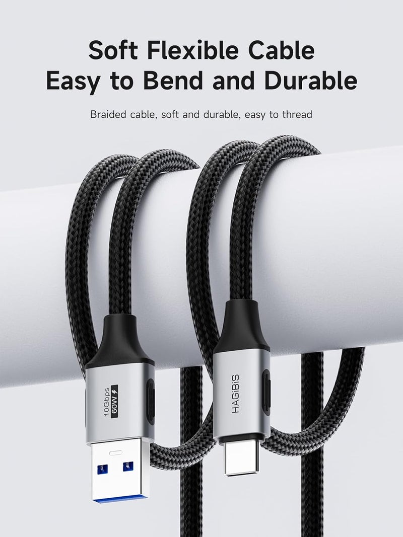 هاجيبس كابل Hagibis USB A إلى USB C، نقل بيانات بسرعة 10 جيجابت في الثانية، شحن سريع بقدرة 60 واط (20 فولت/3 أمبير)، USB 3.2 GEN2 من النوع C، كابل CarPlay متوافق مع iPhone 17 16 Pro Max، Galaxy S25 Ultra S25+، MacBook Pro، iPad (25 سم) - Image 5