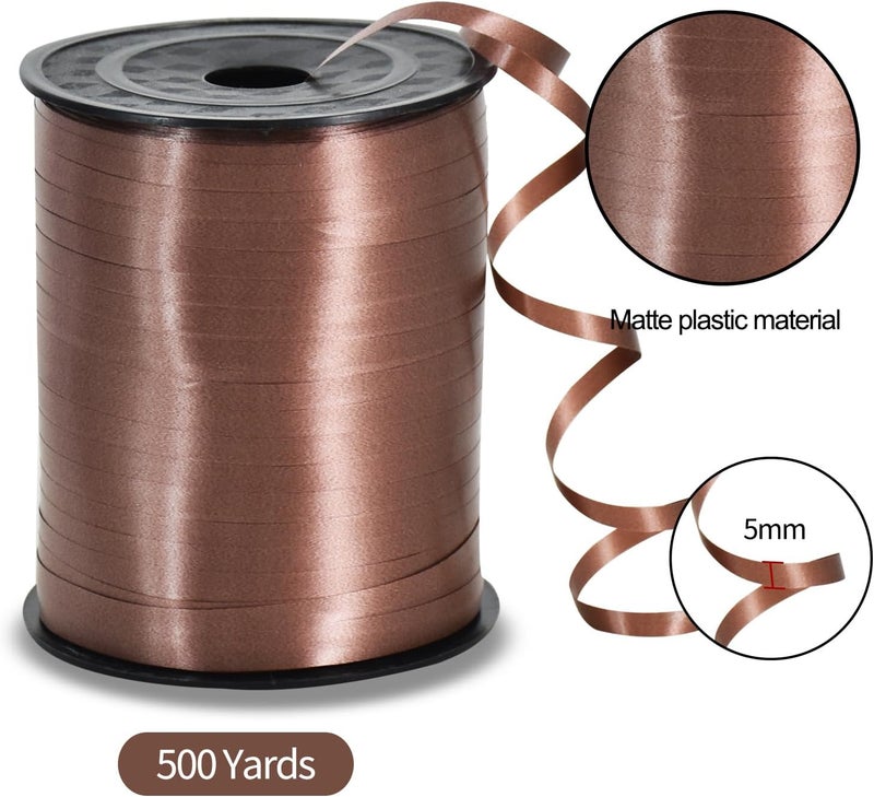 TONIFUL 500 Yards Curling Ribbon-Balloon Ribbon-Balloon String for Art&Craft Decor,Gift Wrapping,Ribbons and Bows for Thanksgiving kChristmas New Year Birthday Gifts Graduation Supplies (Brown) - Image 2
