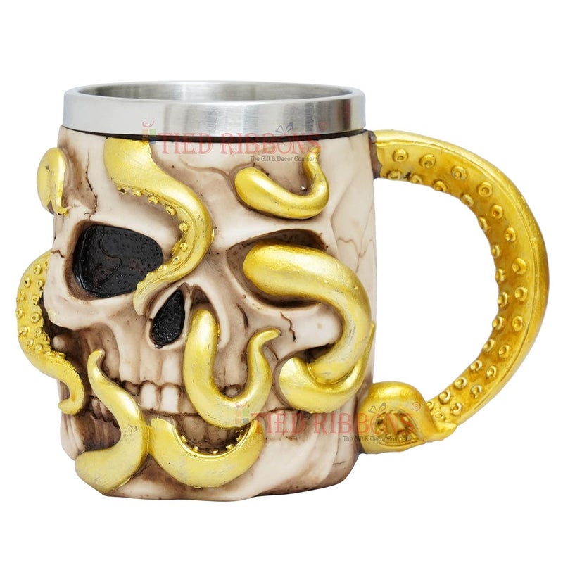 TIED RIBBONS Skeleton Stainless Steel Skull Milk Coffee Beer Mug Beverage Drinking Cup Multi Birthday Wedding Gifts for Family and Friends
