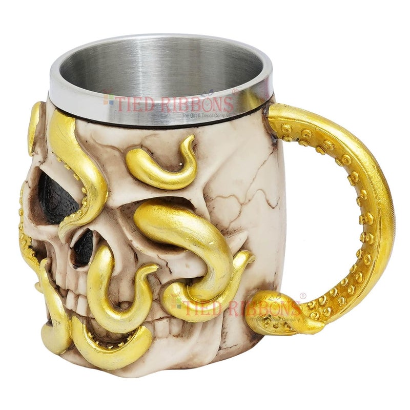 TIED RIBBONS Skeleton Stainless Steel Skull Milk Coffee Beer Mug Beverage Drinking Cup Multi Birthday Wedding Gifts for Family and Friends
