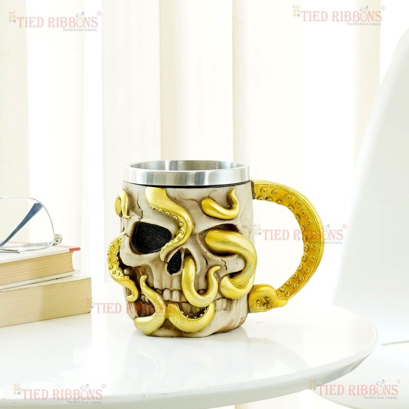 TIED RIBBONS Skeleton Stainless Steel Skull Milk Coffee Beer Mug Beverage Drinking Cup Multi Birthday Wedding Gifts for Family and Friends
