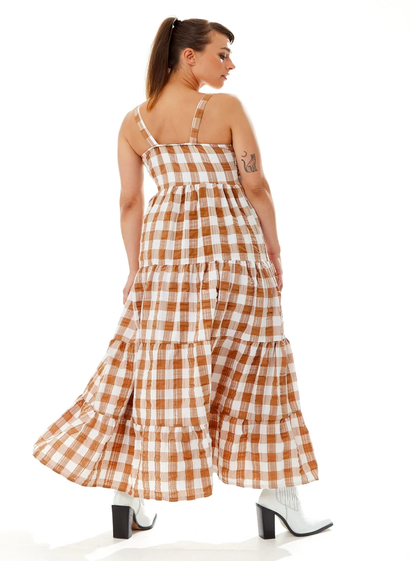 Liquorish Gingham Print Maxi Dress