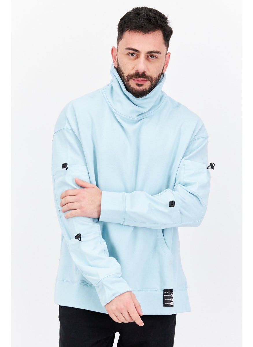 TRIBE OF 6 - Men Sportswear Fit Long Sleeve Training Sweatshirt, Light Blue - Image 1