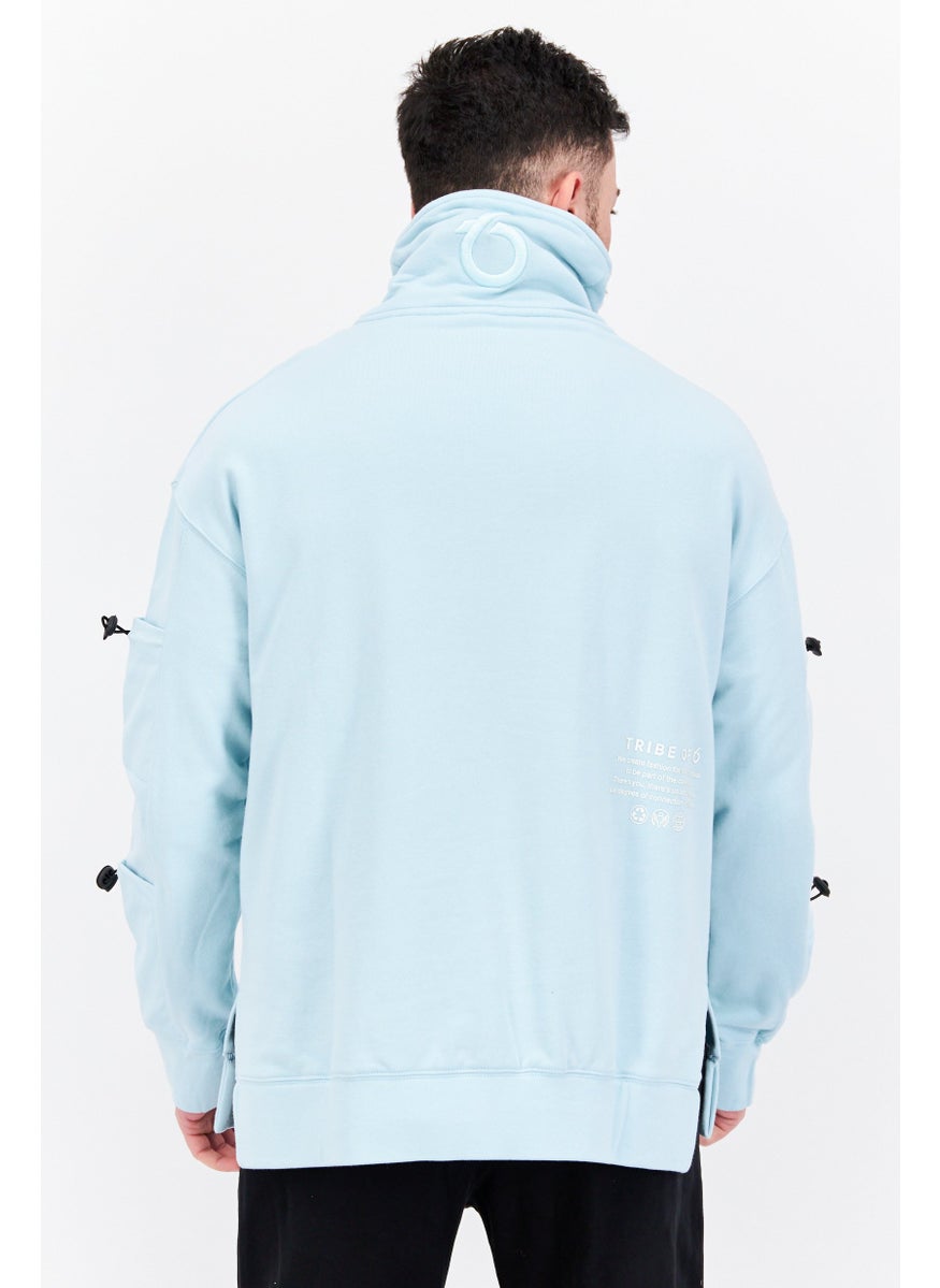TRIBE OF 6 - Men Sportswear Fit Long Sleeve Training Sweatshirt, Light Blue - Image 1