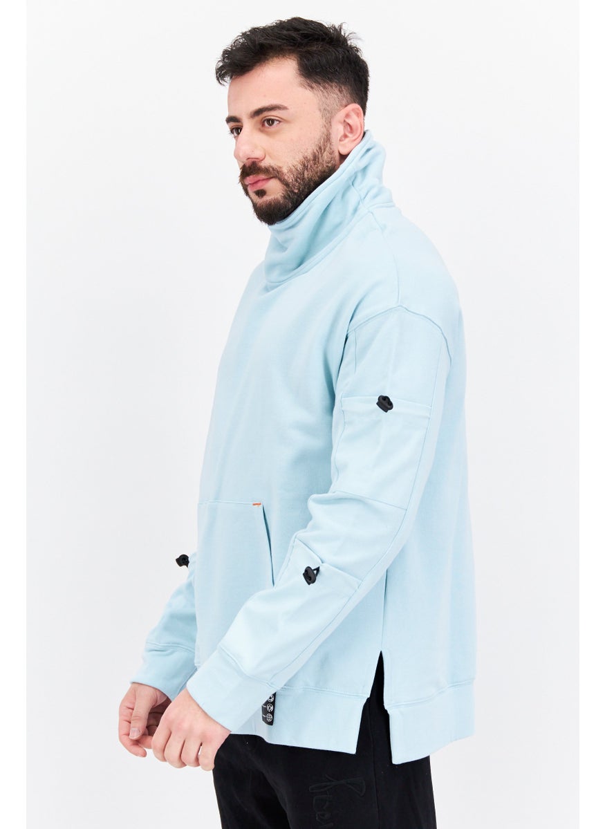 TRIBE OF 6 - Men Sportswear Fit Long Sleeve Training Sweatshirt, Light Blue - Image 1