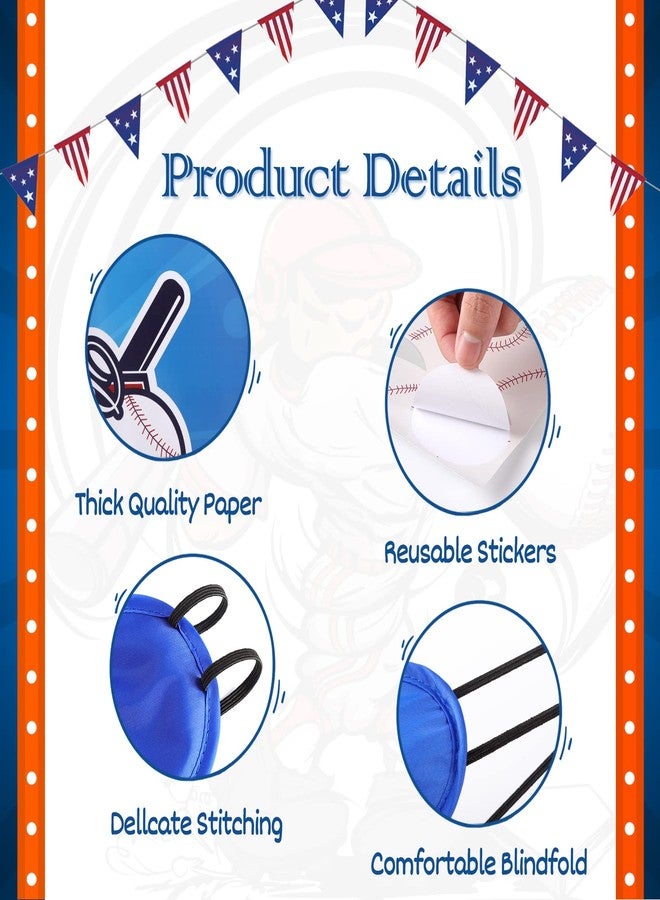 لعبة "ثبّت كرة البيسبول على القفاز" من جوارهونال - ألعاب حفلات البيسبول للأطفال، ملصق لعبة البيسبول مقاس 20 × 28 بوصة مع 24 ملصقًا قابلاً لإعادة الاستخدام، مجموعة هدايا حفلات أعياد الميلاد ذات الطابع الرياضي - Image 4