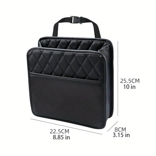 Soko 1PC Car Caddy Back Seat Organizer, PU Leather Multi-Compartment Foldable Storage Bag, Space Saver Hanging Trash Bag, Foldable Garbage Utility Holder For Cars, Automobiles, SUV - Black - Image 2