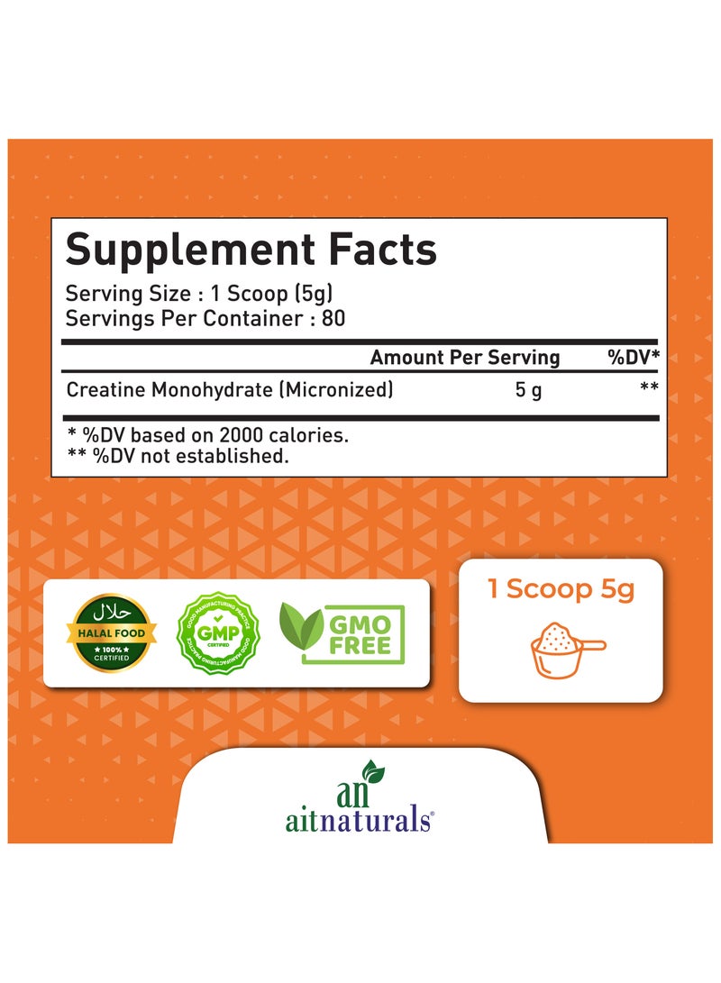 Creatine Monohydrate Powder, Unflavored 400g, 80 Servings - view 2