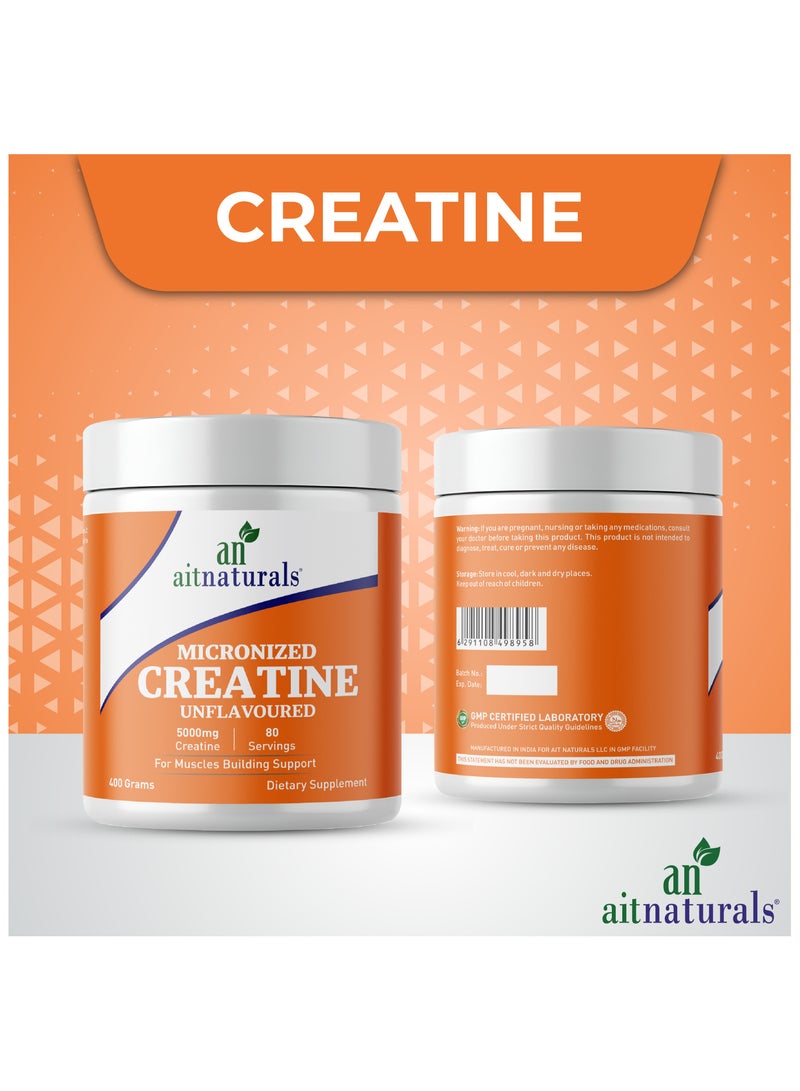 Creatine Monohydrate Powder, Unflavored 400g, 80 Servings - view 3