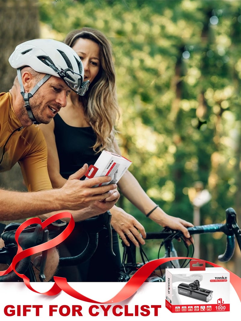 TOWILD CL1000 Bike Lights Rechargeable Bike Headlight Gifts for Lifetime Cyclist,Commuter Cyclists,Superbright Bike Light,Long-Lasting Time,Christmas Stocking Stuffers - Image 2