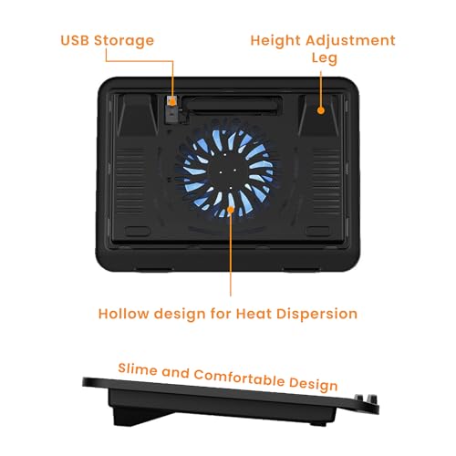 TECHIE 6 Fan Laptop Cooling Pad with Mobile Stand & 10 RGB Modes | 5-Level Adjustable Gaming Stand | Dual-Speed Fans 1200–3000 RPM | Quiet USB Cooling Base | Foldable Metal Mesh for 15.6" Laptops - Image 4