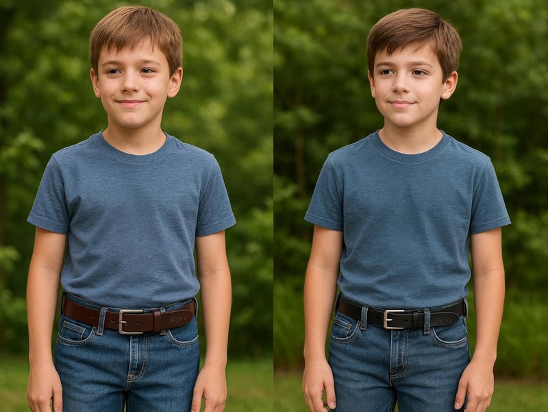 Flyer Boys Belt Pack of 2 – Black & Brown Genuine Leather Belts with Adjustable Buckle Wear for School Uniform, Jeans, Formal & Casual belt combo BL-BR-4579 - Image 5