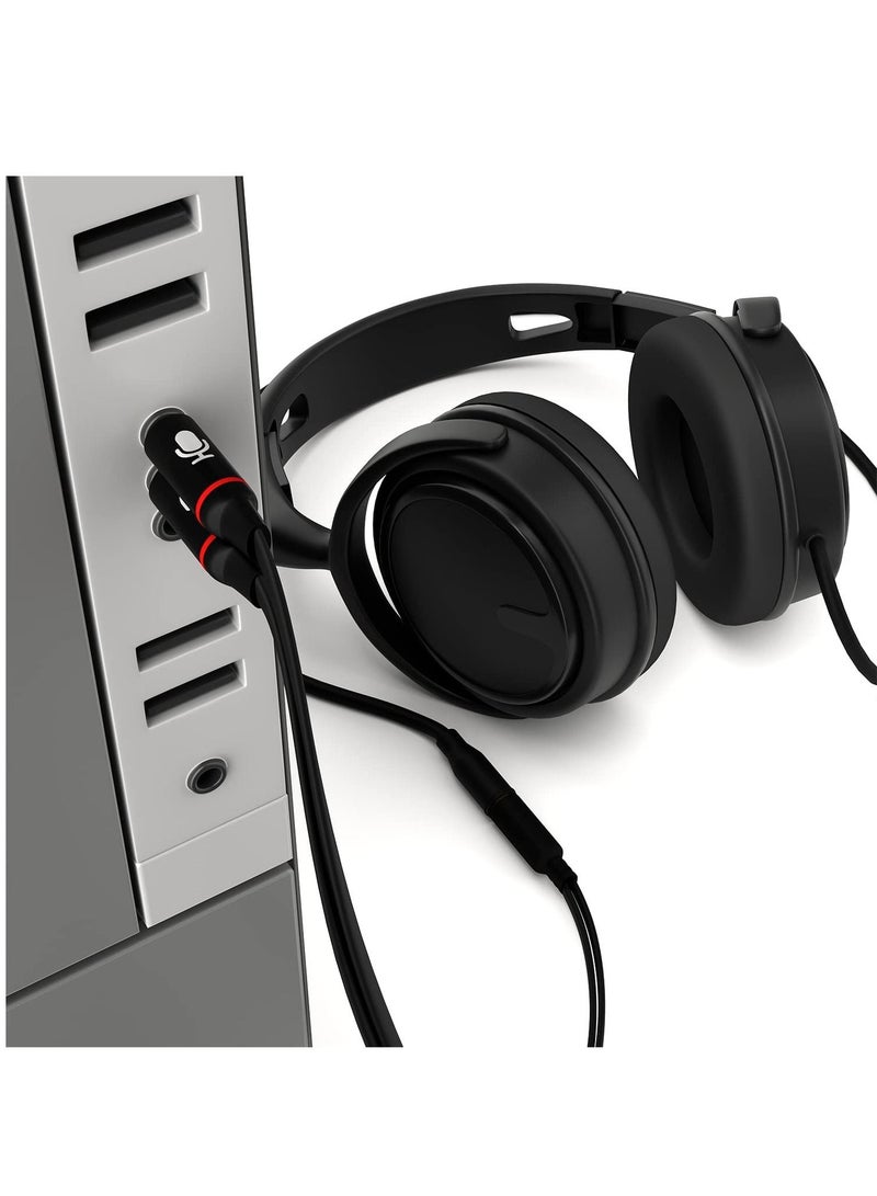 Headphone Splitter for Computer 3.5mm Female to 2 Dual 3.5mm Male Mic Audio Y Splitter Cable Smartphone Headset to PC Adapter