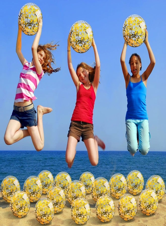 Zhanmai 20 Pieces 8 Inch Mini Glitter Beach Balls Bulk Clear Inflatable Pool Beach Ball for Summer Party Favors for Pool and Decorations(Gold) - Image 5