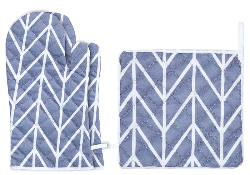 AAZEEM Oven Mitts and Pot Holder with Recycled Infill Silicone Non-Slip Cooking Gloves for Cooking Baking Grilling (3-Piece Set,Grey) - Image 1