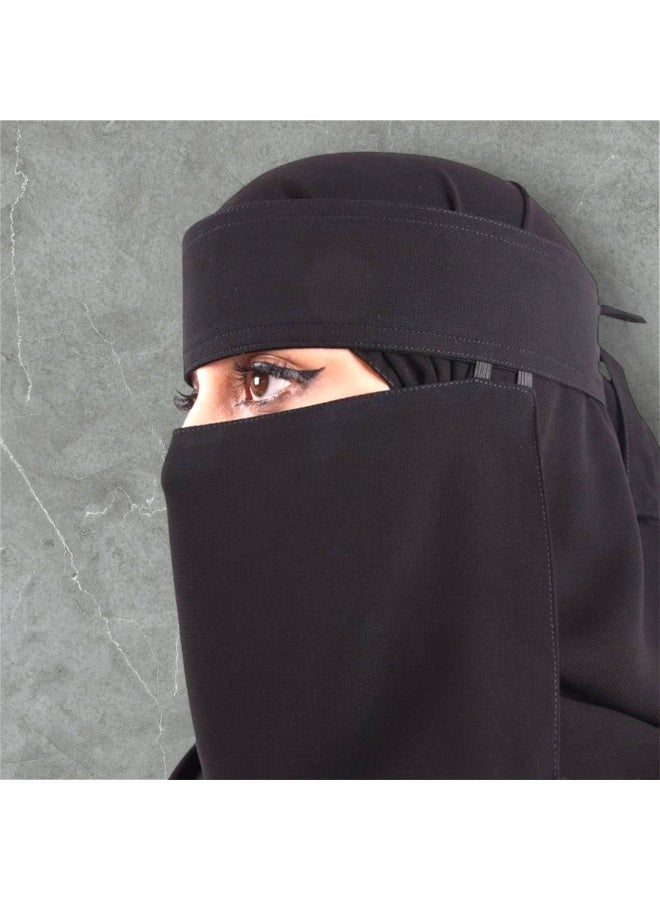 بهنس 2 نقابقصير مطاطين مستقيم مقاس7 انش مقوى – نقاب بدون علامة نسائي مطاطي معزز بقماش ناعم وعالي الجودة، حجاب شرعي للوجه مريح وخفيف على البشرة، مقاوم للانزلاق، قابل للغسل، مثالي للاستخدام اليومي والمناسبات  - Image 2